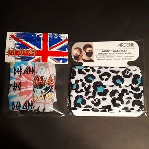 ⚡3/$20⚡ NEW* Two Def Leppard + Leopard Print Adult Reusable Face Masks Lot
